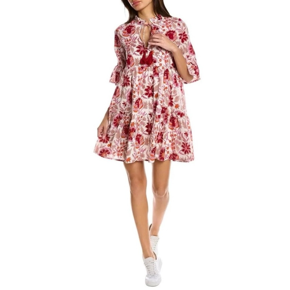 Brand New Jude Connally Maria Pink & White Floral Dress - Size Large